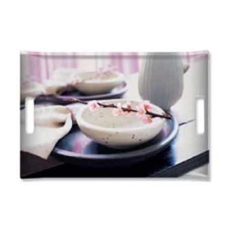 Plateau vitrifié à poignées Oriental inspiration