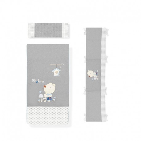 Edredon, tour de lit et oreiller 62x126 cm -3pieces bleu Nature Azul 91751-01