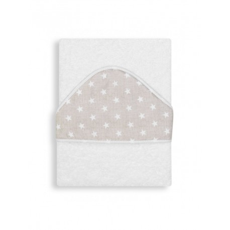 Cape du bain 1x1 m coton étoile  Blanc/beige étoile 1129-15
