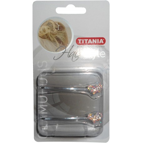 8182/GL2 2 Pinces a cheveux coeur avec strass