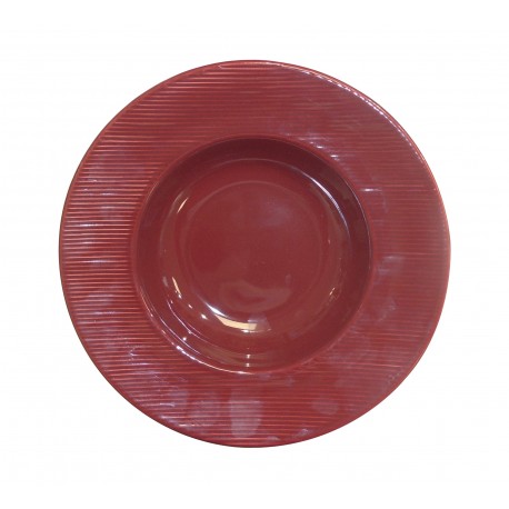 3441 Assiette creuse 24 cm rayures bordeau