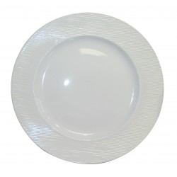 3441 Plat présentation 32 cm rayures blanc