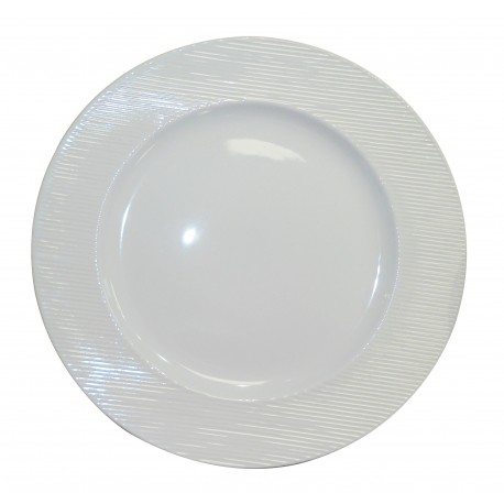 3441 Plat présentation 32 cm rayures blanc