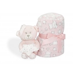 PE005-02 Couverture 80x110 Rose Oso estrella +Peluche 15 cm