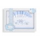 03169-11 Parure lit de bebe 3p 60x120 100% coton Lazos blanc/bleu