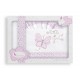 3181-12 Parure lit de bebe 3p 60x120 100% cot mariposa blanc/rose
