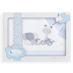 3182-01 Parure lit de bebe 60x120 3p MOD Papis Bleu