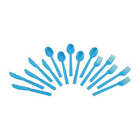 12180SIV COUVERT SICILIA CAMPING SET 5 jeux de 3 couverts (Vert/Rose foncé/Bleu)