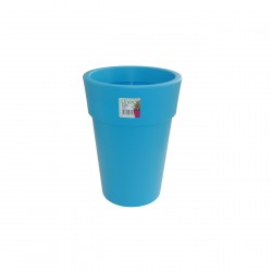 879-15 Pot Linéa haut Cyan D16xh22cm