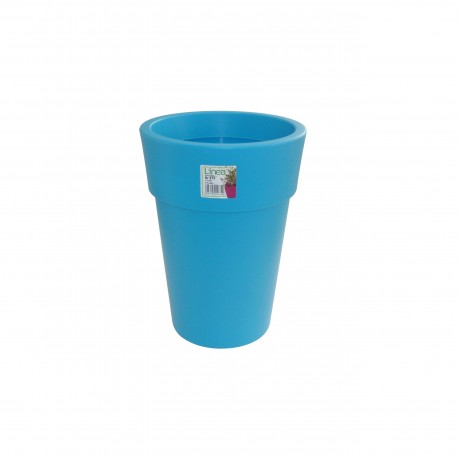 879-15 Pot Linéa haut Cyan D16xh22cm